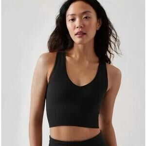 Athleta Aurora Ribbed Black Crop Tank Top XS